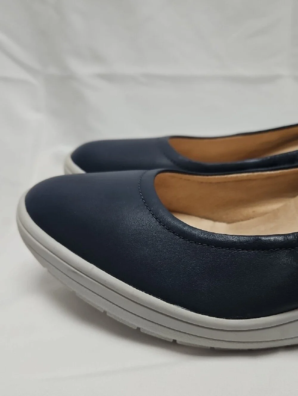 Vionic Jacey Womens 11 Navy Leather Suede Slip On Wedge Sneakers Comfort Shoes